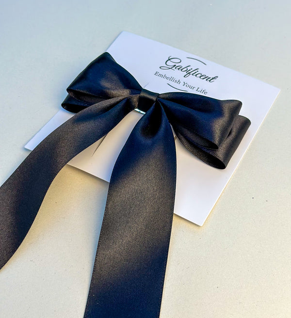 Black hair bow - Satin Gabificent