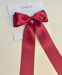 Burgundy hair bow - Satin Gabificent