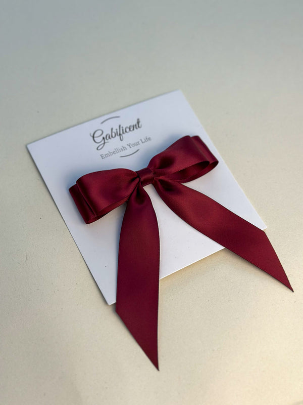 Burgundy hair bow - Satin Gabificent