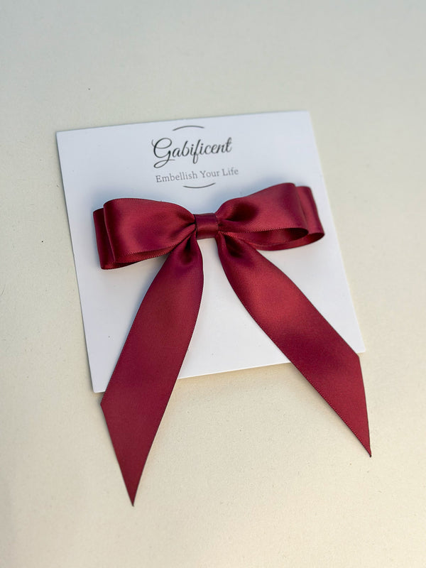 Burgundy hair bow - Satin Gabificent