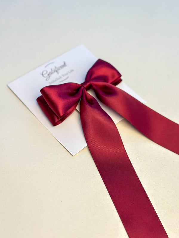 Burgundy hair bow - Satin Gabificent