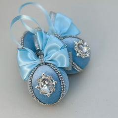 Christmas Baubles - Baby blue - Set of 3 - Gabificent