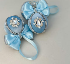 Christmas Baubles - Baby blue - Set of 3 - Gabificent