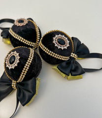 Christmas Baubles - Black - set of 3 Gabificent