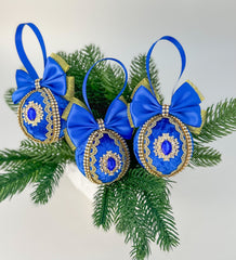 Christmas Baubles - Blue and gold - Set of 3 - Gabificent