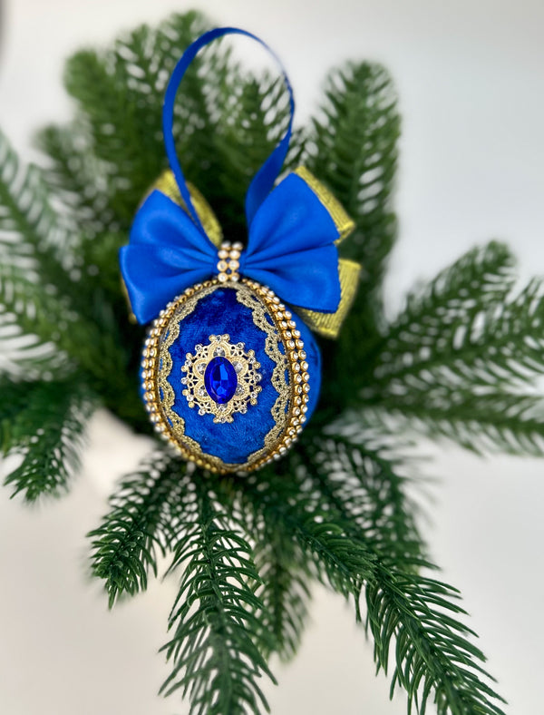 Christmas Baubles - Blue and gold - Set of 3 - Gabificent