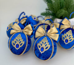 Christmas Baubles - Blue and gold- Set of 6 Gabificent