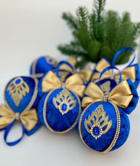 Christmas Baubles - Blue and gold- Set of 6 Gabificent