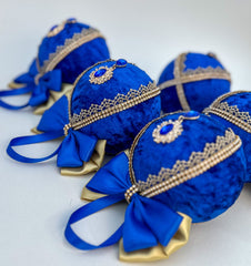 Christmas Baubles - Blue and gold - set of 6 Gabificent