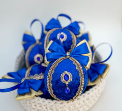 Christmas Baubles - Blue and gold - set of 6 Gabificent
