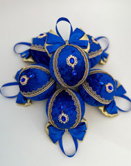 Christmas Baubles - Blue and gold - set of 6 Gabificent