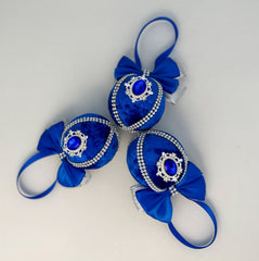 Christmas Baubles - Blue and silver - Set of 3 - Gabificent