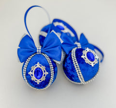 Christmas Baubles - Blue and silver - Set of 3 - Gabificent