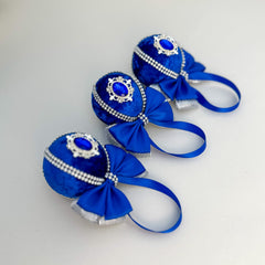 Christmas Baubles - Blue and silver - Set of 3 - Gabificent