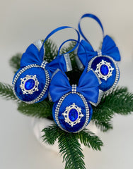 Christmas Baubles - Blue and silver - Set of 3 - Gabificent