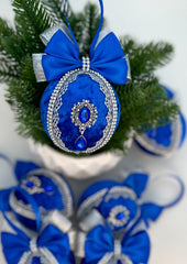 Christmas Baubles - Blue and silver- Set of 6 Gabificent
