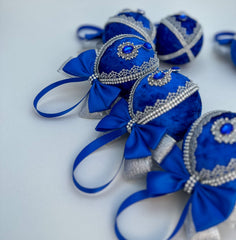 Christmas Baubles - Blue and silver- Set of 6 Gabificent