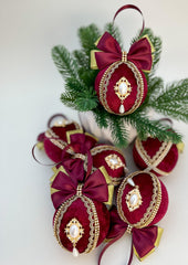 Christmas Baubles - Burgundy- One Piece Gabificent
