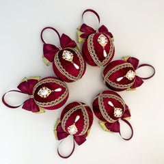 Christmas Baubles - Burgundy- set of 6 Gabificent