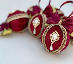 Christmas Baubles - Burgundy- set of 6 Gabificent