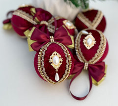 Christmas Baubles - Burgundy- set of 6 Gabificent