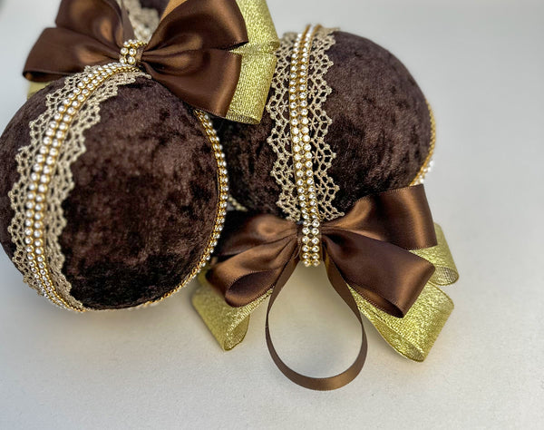 Christmas Baubles - Chocolate Brown- Set of 6 Gabificent