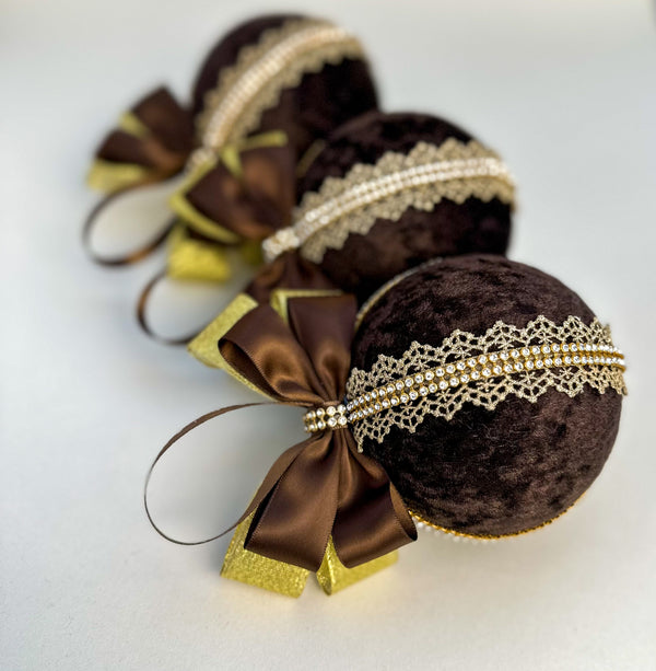 Christmas Baubles - Chocolate Brown- Set of 6 Gabificent