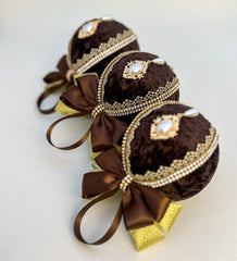 Christmas Baubles - Chocolate Brown- Set of 6 Gabificent