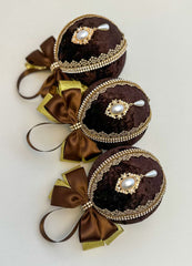 Christmas Baubles - Chocolate Brown- Set of 6 Gabificent