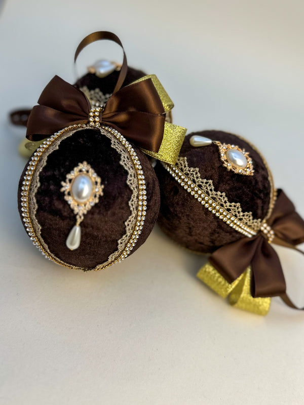 Christmas Baubles - Chocolate Brown- Set of 6 Gabificent