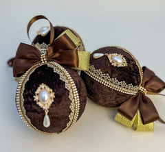 Christmas Baubles - Chocolate Brown- Set of 6 Gabificent
