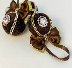 Christmas Baubles - Chocolate Brown- set of 3 Gabificent
