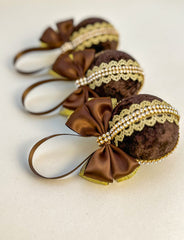 Christmas Baubles - Chocolate Brown- set of 3 Gabificent