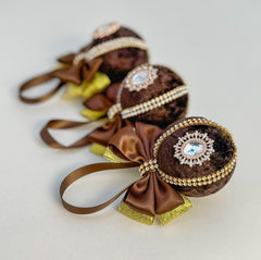 Christmas Baubles - Chocolate Brown- set of 3 Gabificent