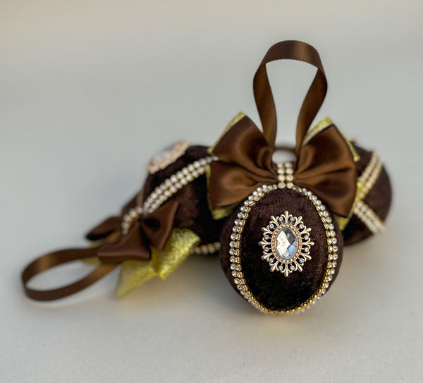 Christmas Baubles - Chocolate Brown- set of 3 Gabificent