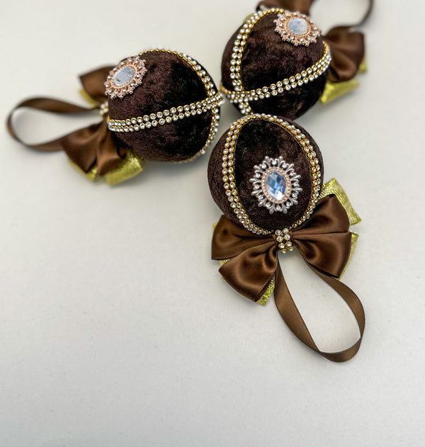Christmas Baubles - Chocolate Brown- set of 3 Gabificent