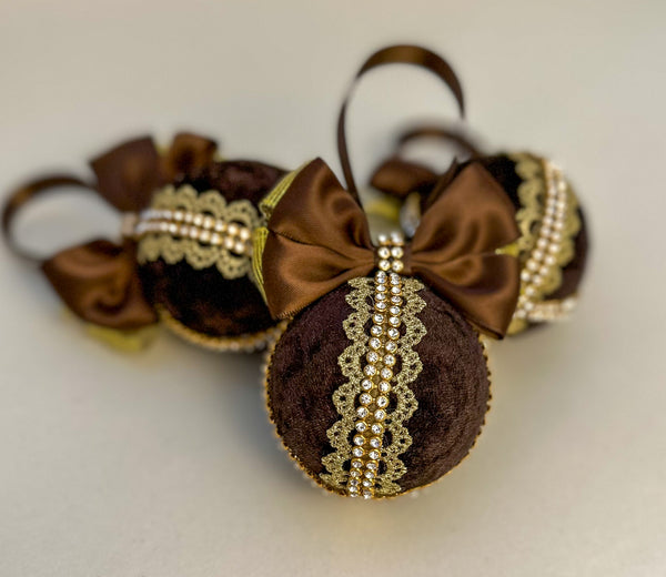 Christmas Baubles - Chocolate Brown- set of 3 Gabificent