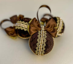 Christmas Baubles - Chocolate Brown- set of 3 Gabificent