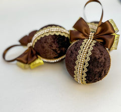 Christmas Baubles - Chocolate Brown- set of 6 Gabificent