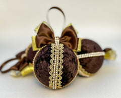 Christmas Baubles - Chocolate Brown- set of 6 Gabificent