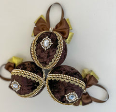 Christmas Baubles - Chocolate Brown- set of 6 Gabificent