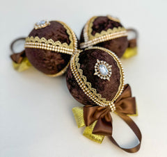 Christmas Baubles - Chocolate Brown- set of 6 Gabificent