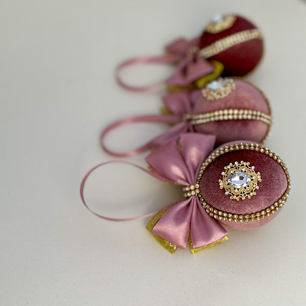 Christmas Baubles - Dusty Pink- Set of 3 - Gabificent