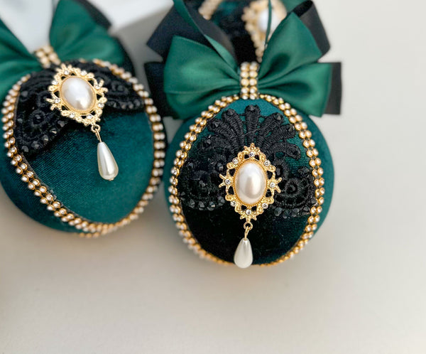 Christmas Baubles - Emerald - Set of 4 - Gabificent