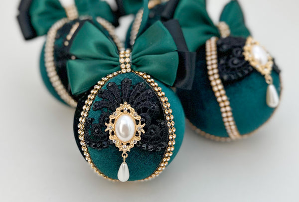 Christmas Baubles - Emerald - Set of 4 - Gabificent