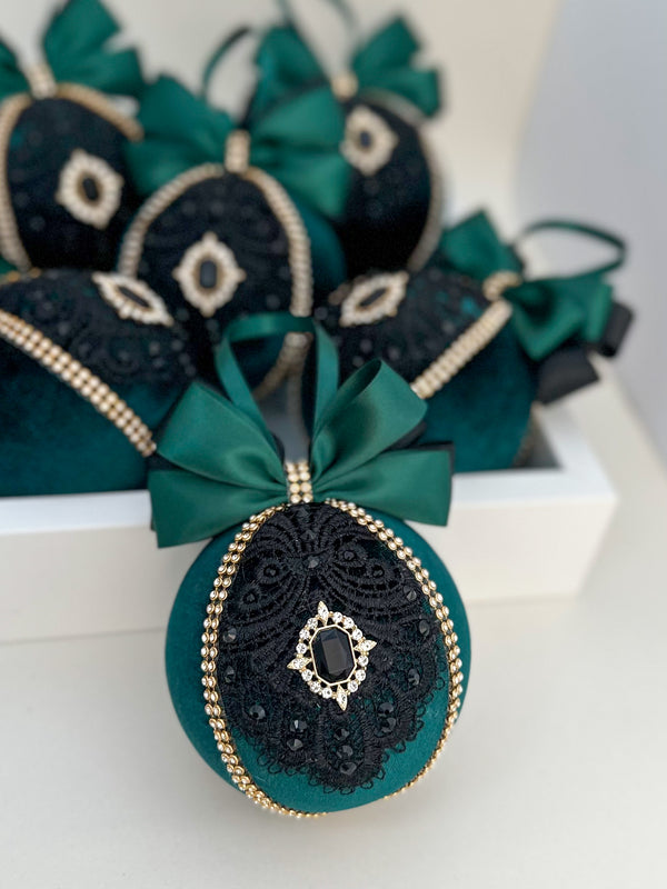 Christmas Baubles - Emerald -Set of 6 - Gabificent