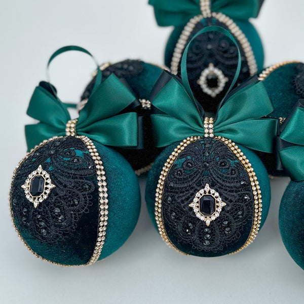 Christmas Baubles - Emerald -Set of 6 - Gabificent