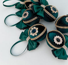 Christmas Baubles - Emerald- Set of 6 - Gabificent