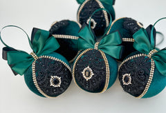 Christmas Baubles - Emerald -Set of 6 - Gabificent