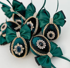 Christmas Baubles - Emerald- Set of 6 - Gabificent